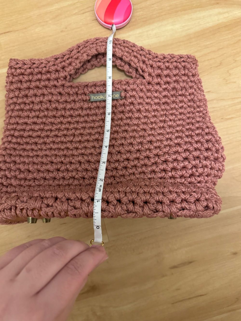 Handmade Rose Clutch Structured Macrame Heavy Bag with Cork Leather Base - Picture 8 of 10